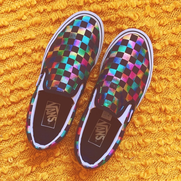 Vans Shoes - Rainbow Iridescent Slip On Womens Vans shoes